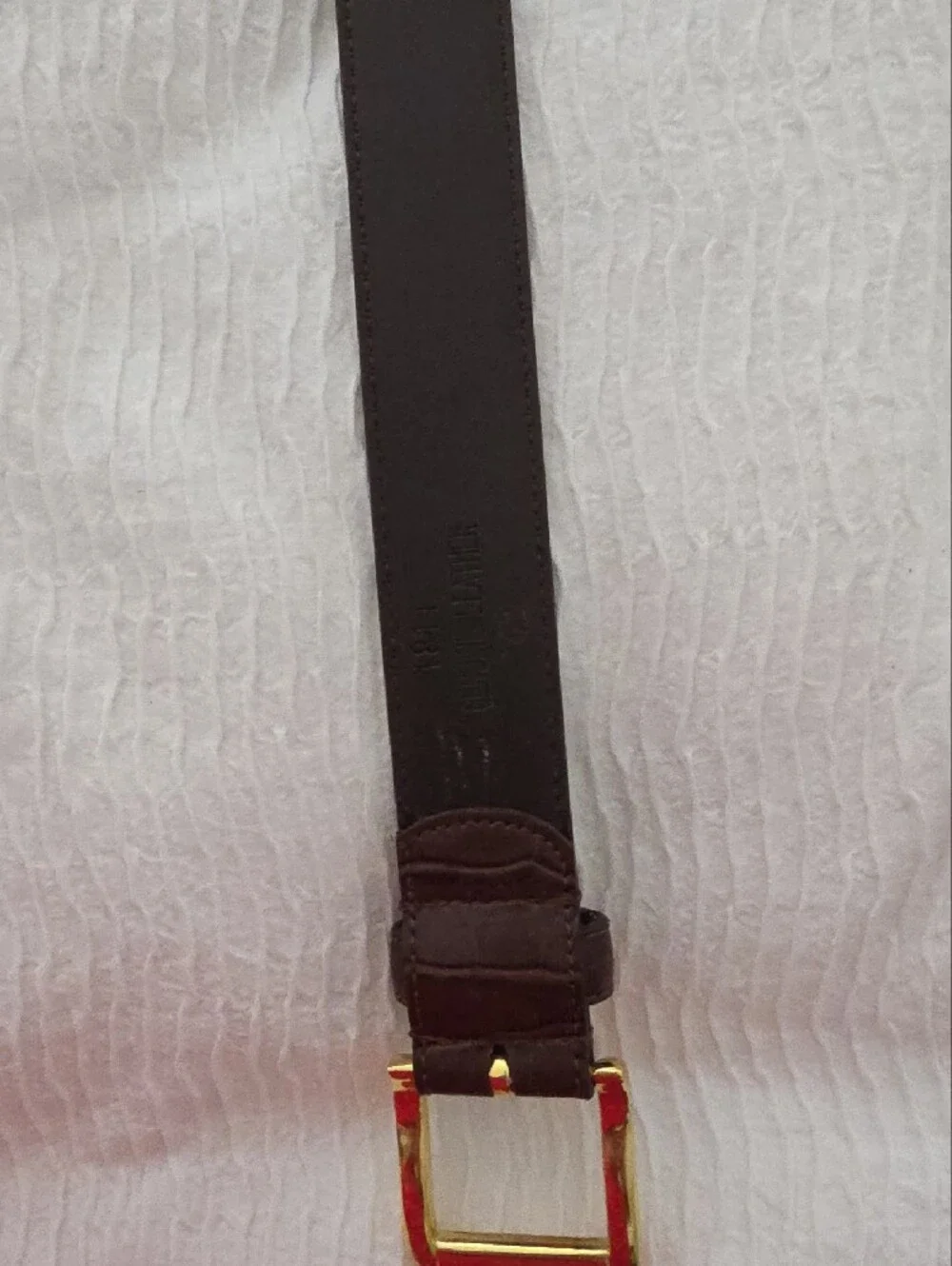 Men's Brown Leather Belt with Gold Buckle
